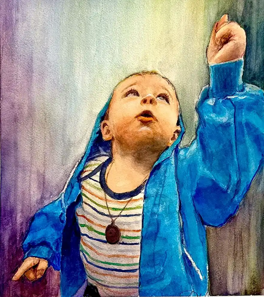 Michelangelo David watercolor portrait